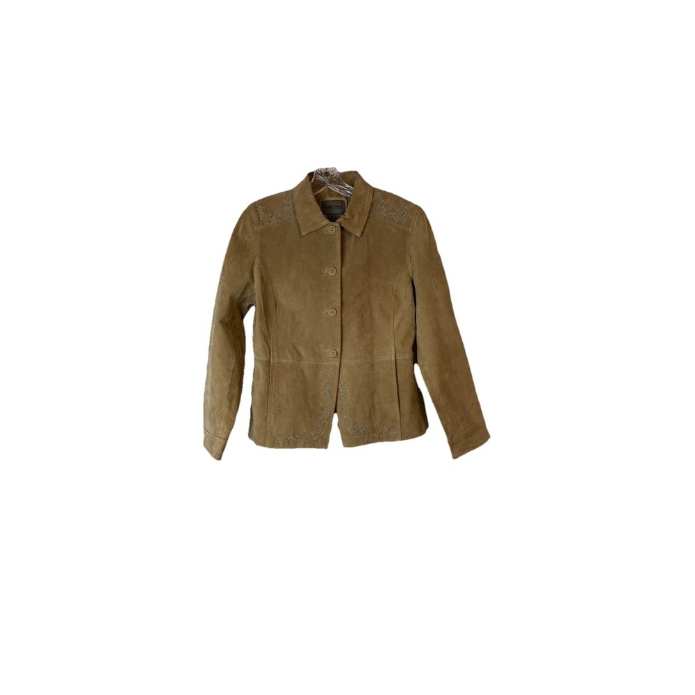 Brandon Thomas 100% Suede Leather Jacket Tan Women's Sz S Boho Western Rodeo - Picture 5 of 16